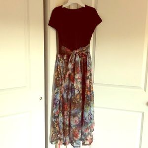 Peacock floral print dress